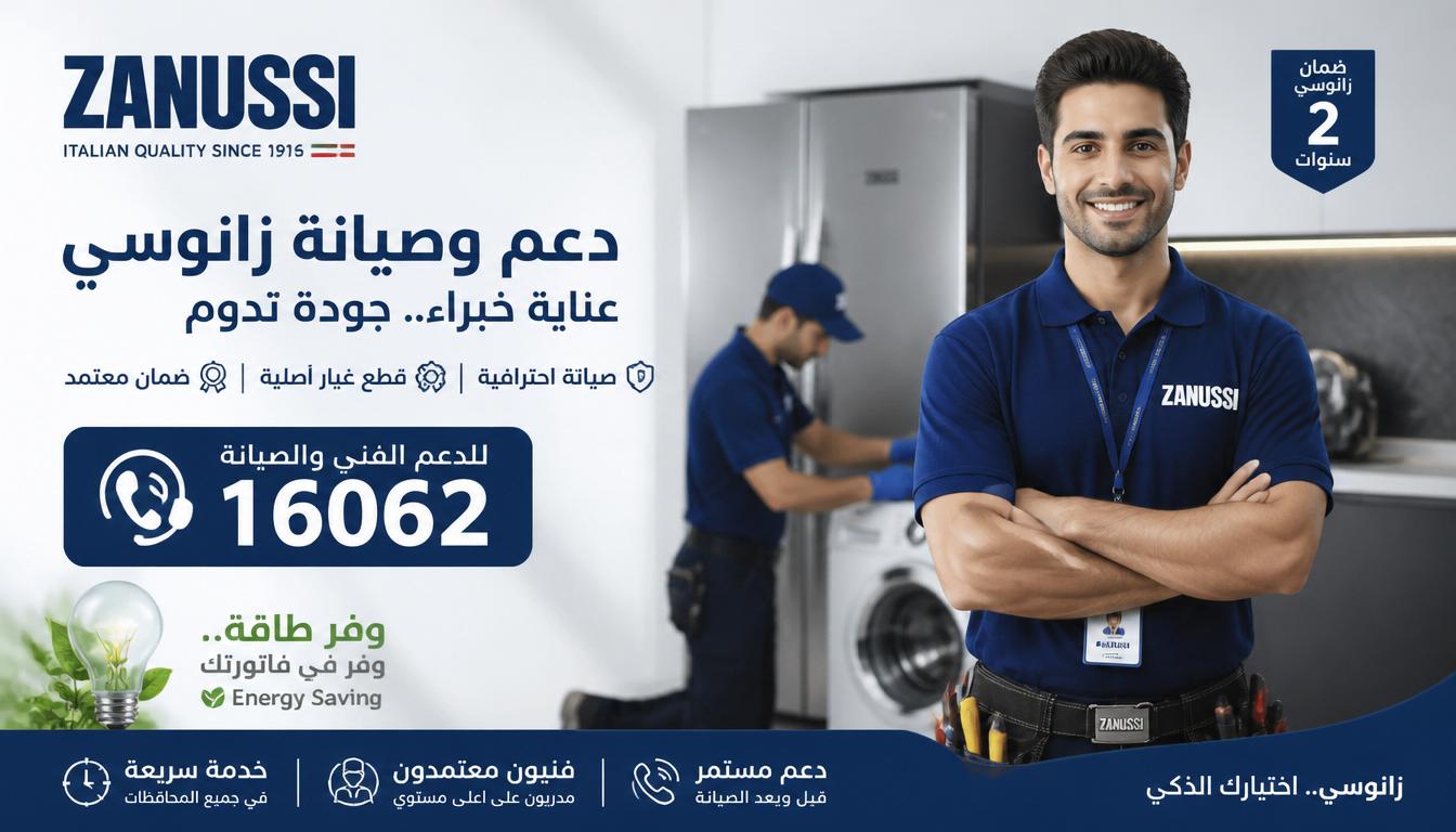 خدمة عملاء وصيانة زانوسي بالخط الساخن 16062 لتقليل الأعطال واستهلاك الكهرباء.